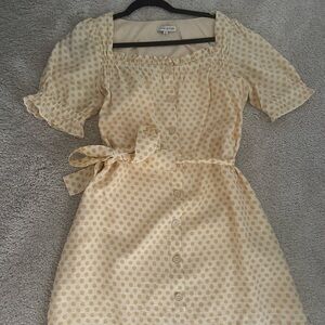Moon River Cream Polka Dot Mini Dress